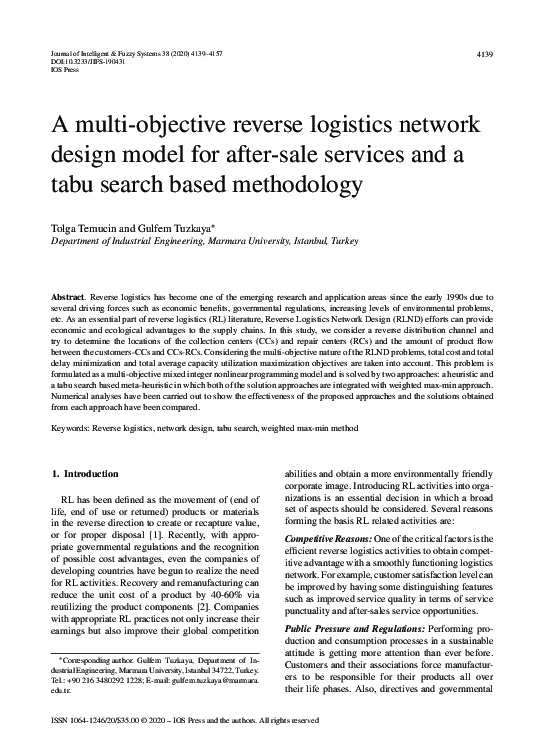 (PDF) A multi-objective reverse logistics network design model for ...