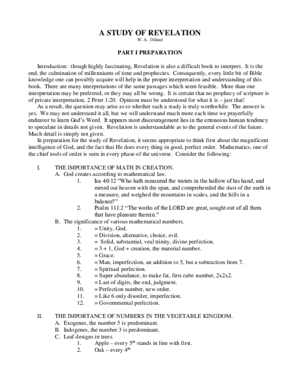 (PDF) An Outline Study of the BOOK of REVELATION by Dr. W. A. Dillard