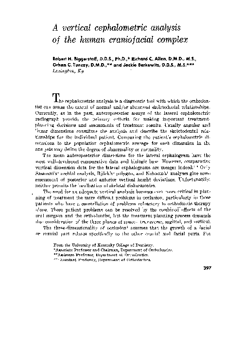 (PDF) A vertical cephalometric analysis of the human craniofacial complex