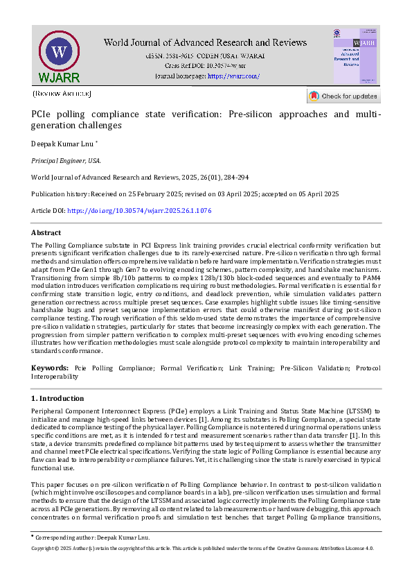 (PDF) PCIe polling compliance state verification: Pre-silicon ...