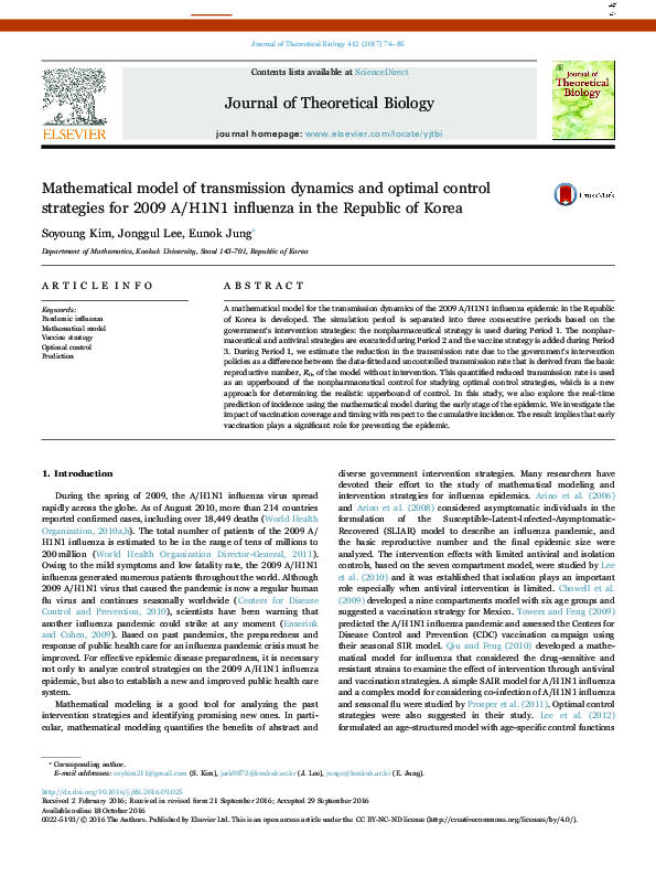 (PDF) Mathematical model of transmission dynamics and optimal control ...