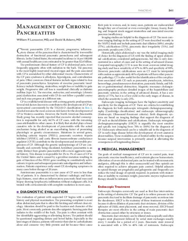 (PDF) Management of Chronic Pancreatitis