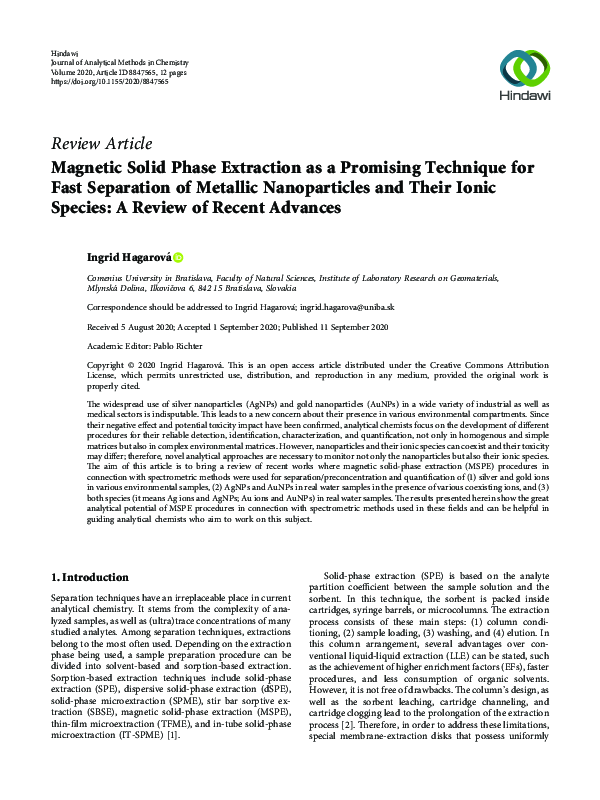(PDF) Magnetic Solid Phase Extraction as a Promising Technique for Fast ...