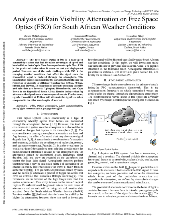 (PDF) Analysis of Rain Visibility Attenuation on Free Space Optics (FSO ...