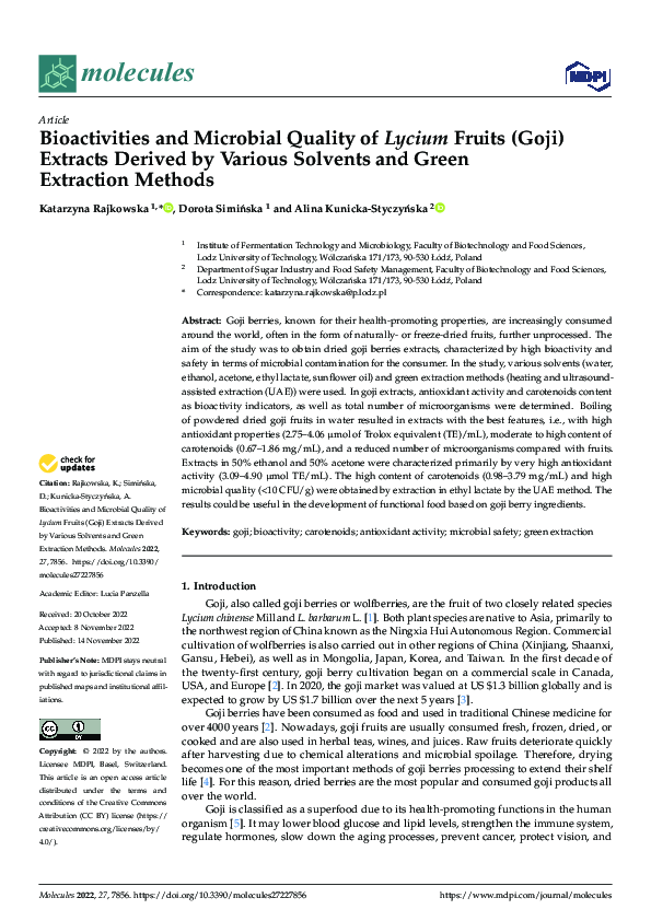 (PDF) Bioactivities and Microbial Quality of Lycium Fruits (Goji ...