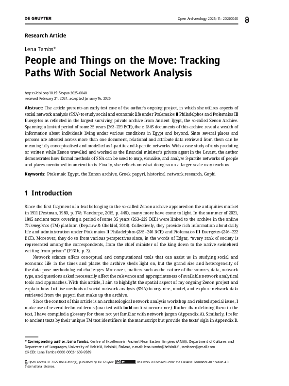 (PDF) People and Things on the Move: Tracking Paths With Social Network ...