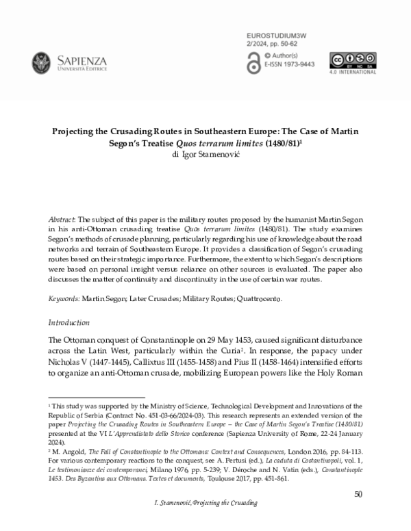 (PDF) Projecting the Crusading Routes in Southeastern Europe: The Case ...