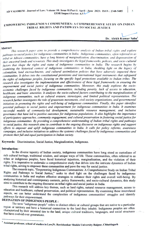 (PDF) EMPOWERING INDIGENOUS COMMUNITIES: A COMPREHENSIVE STUDY ON ...