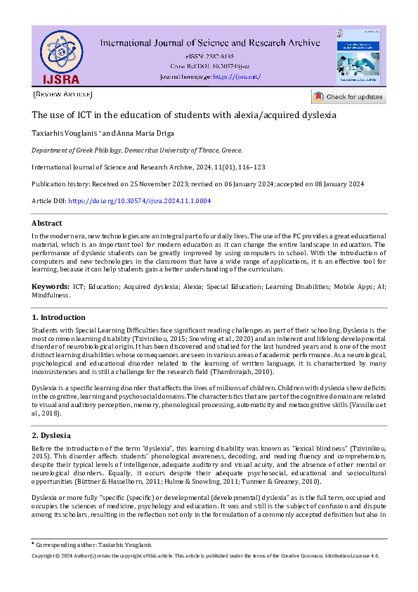 (PDF) The use of ICT in the education of students with alexia/acquired ...