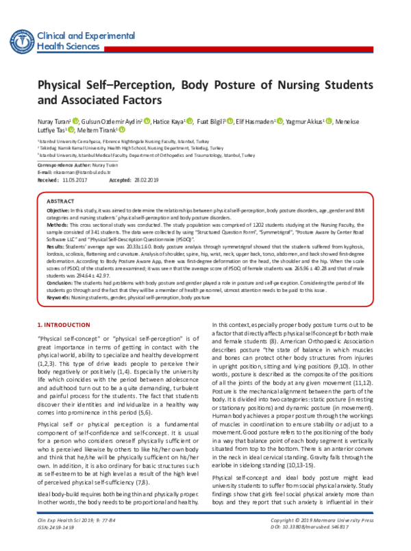 (PDF) Physical Self–Perception, Body Posture of Nursing Students and ...