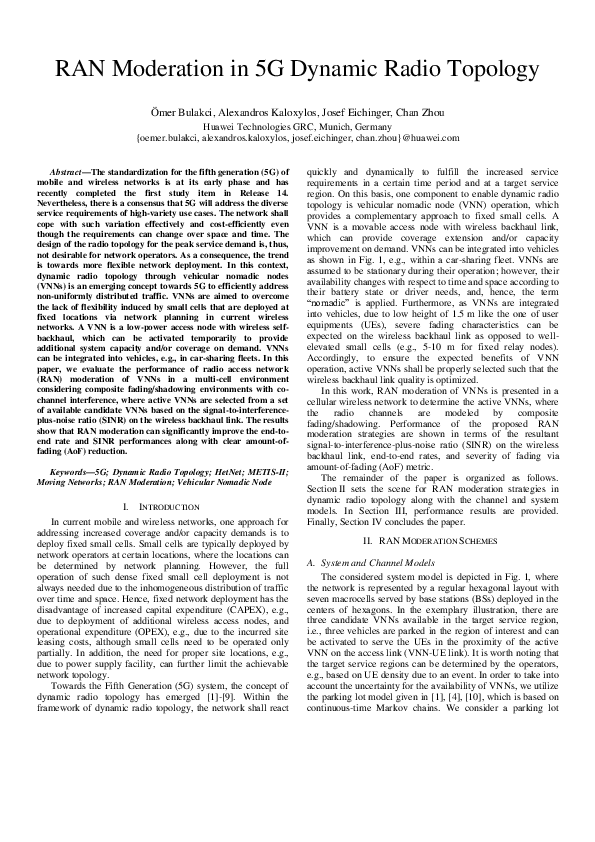 (PDF) RAN Moderation in 5G Dynamic Radio Topology