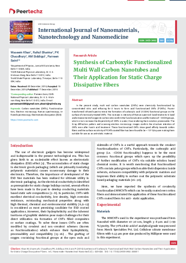 (PDF) Synthesis of Carboxylic Functionalized Multi Wall Carbon ...