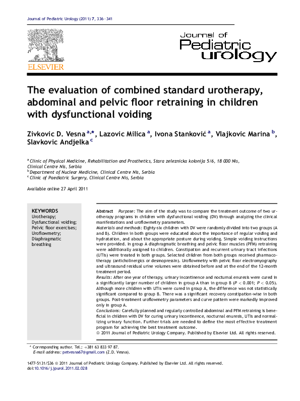 (PDF) The evaluation of combined standard urotherapy, abdominal and ...