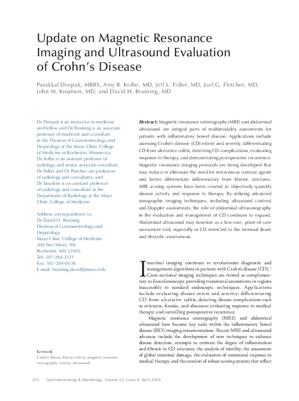 (PDF) Update on Magnetic Resonance Imaging and Ultrasound Evaluation of ...