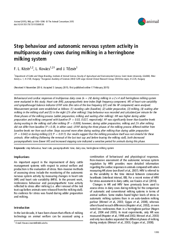 (PDF) Step behaviour and autonomic nervous system activity in ...