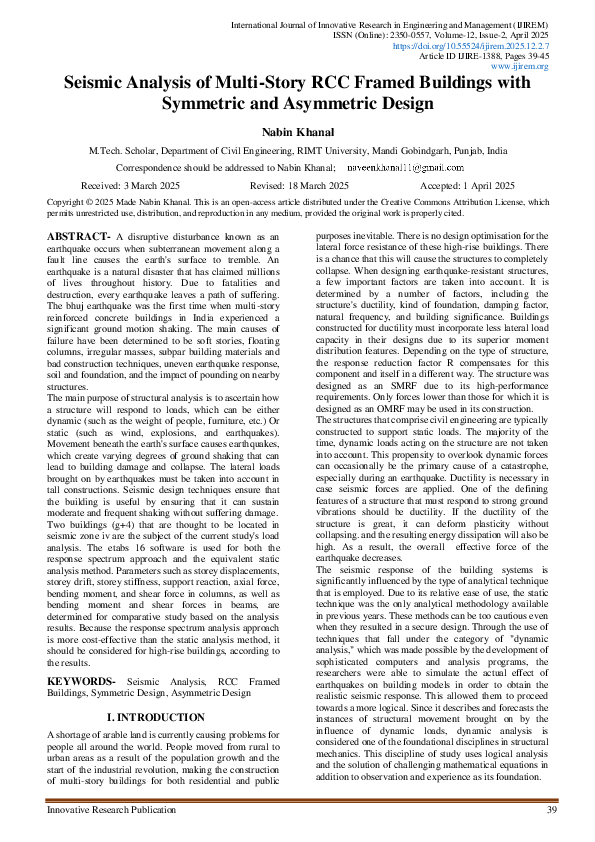 (PDF) Seismic Analysis of Multi-Story RCC Framed Buildings with ...