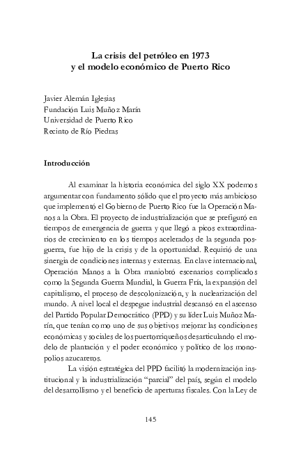 (PDF) La crisis del petróleo en 1973 y el modelo económico de Puerto Rico