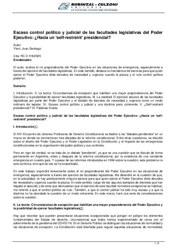 (PDF) Escaso control político y judicial de las facultades legislativas ...