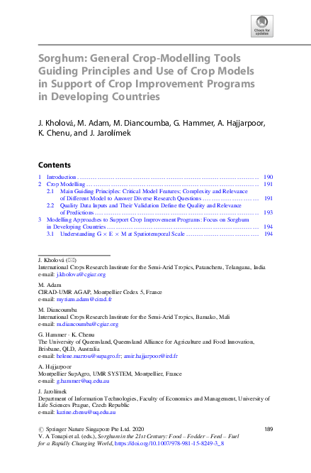 (PDF) Sorghum: General Crop-Modelling Tools Guiding Principles and Use ...