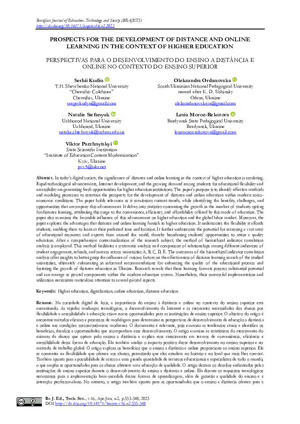 (PDF) Prospects for the Development of Distance and Online Learning in ...