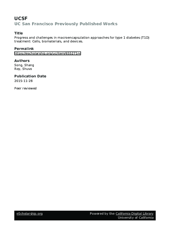 (PDF) Progress and challenges in macroencapsulation approaches for type ...