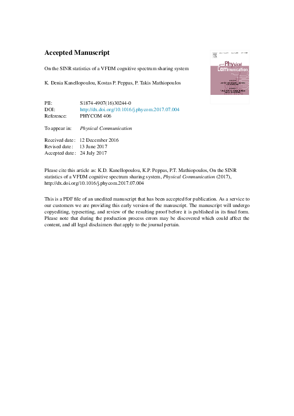 (PDF) On the SINR statistics of a VFDM cognitive spectrum sharing system