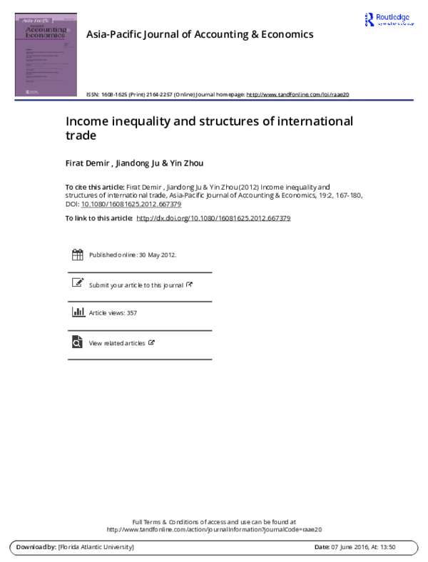 (PDF) Income inequality and structures of international trade