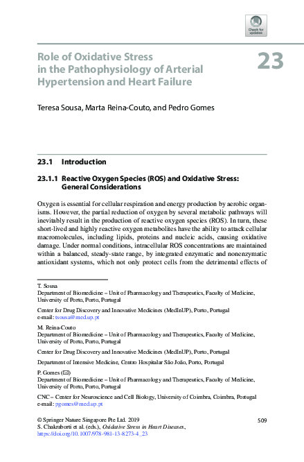 (PDF) Role of Oxidative Stress in the Pathophysiology of Arterial ...