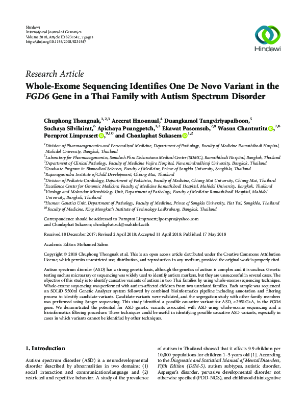 (PDF) Whole-Exome Sequencing Identifies One De Novo Variant in ...