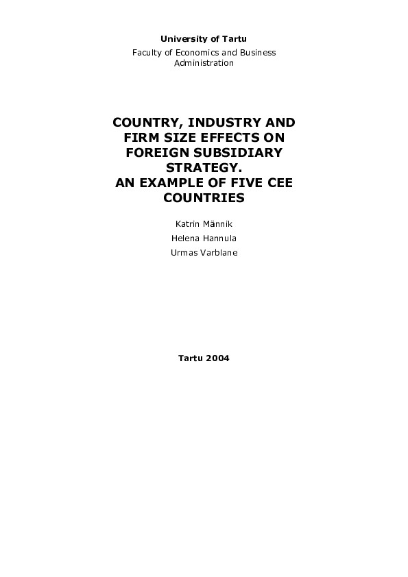 (PDF) Country, Industry and Firm Size Effects on Foreign Subsdiary ...