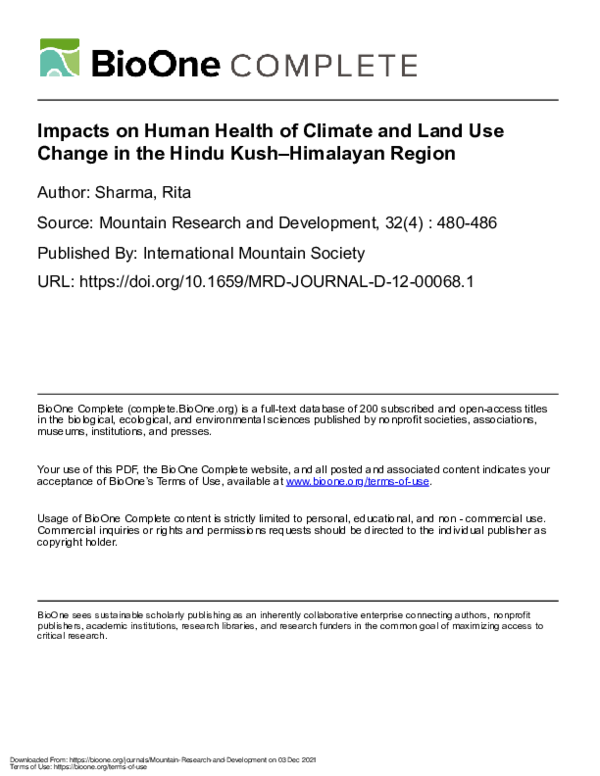 (PDF) Impacts on Human Health of Climate and Land Use Change in the ...