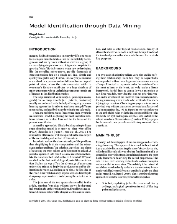 (PDF) Model Identification Through Data Mining