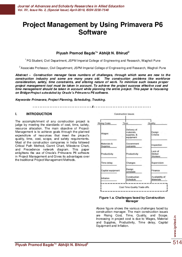 (PDF) Project Management By Using Primavera P6 Software
