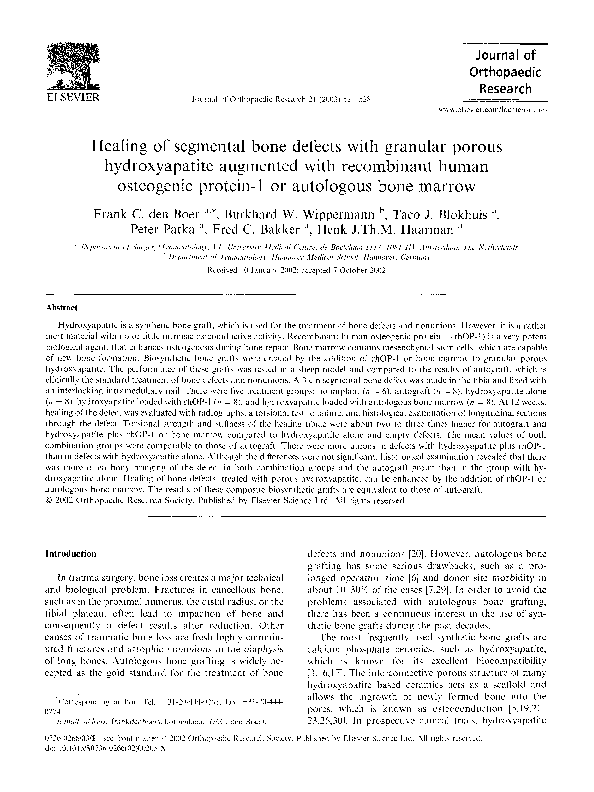 (PDF) Healing of segmental bone defects with granular porous ...
