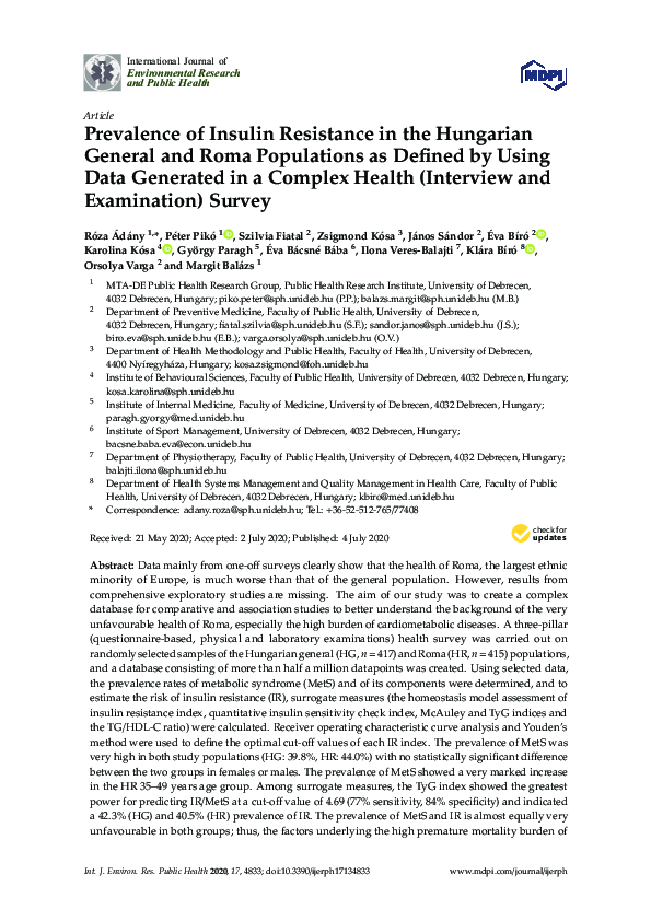 (PDF) Prevalence of Insulin Resistance in the Hungarian General and ...