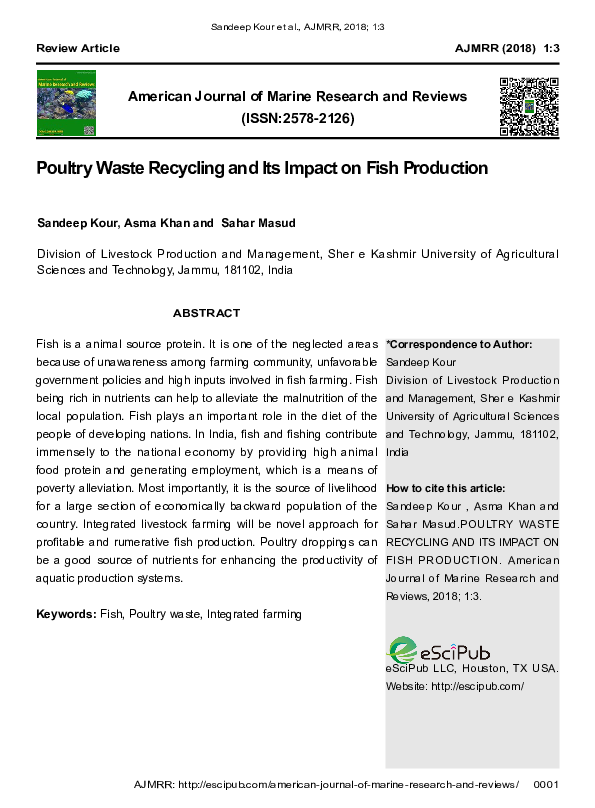 (PDF) Poultry Waste Recycling and Its Impact on Fish Production