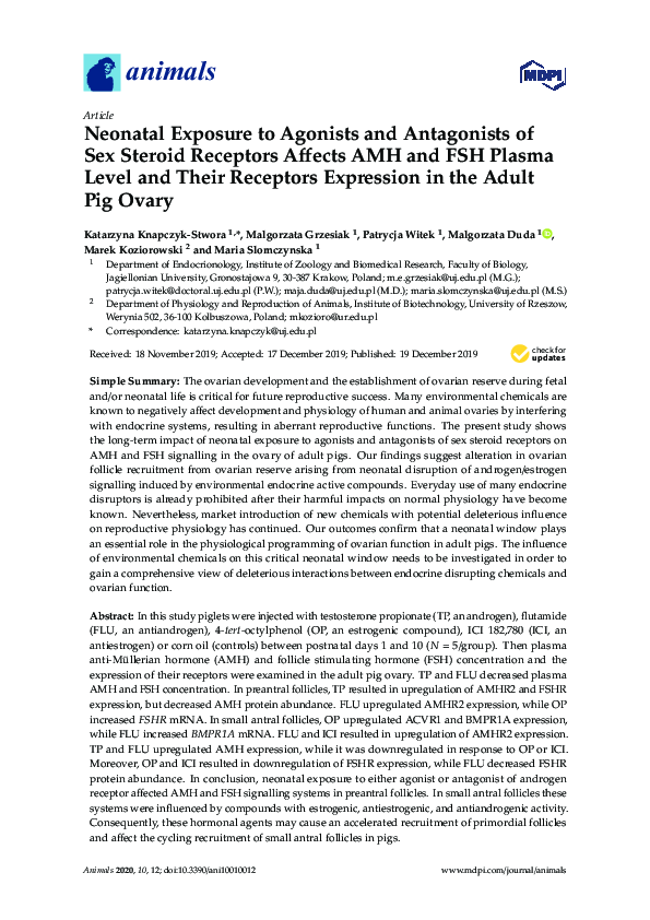(PDF) Neonatal Exposure to Agonists and Antagonists of Sex Steroid ...
