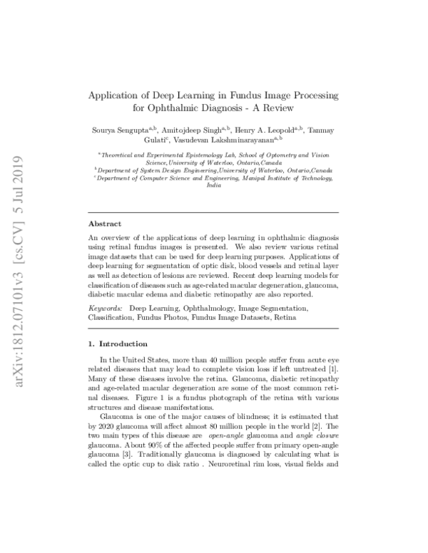 (PDF) Application of Deep Learning in Fundus Image Processing for ...