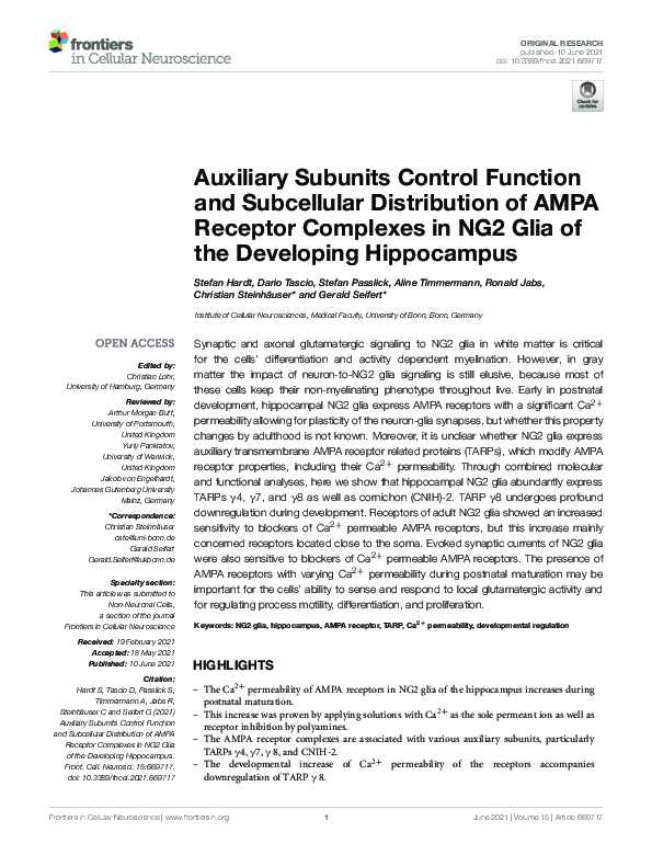 (PDF) Auxiliary Subunits Control Function and Subcellular Distribution ...