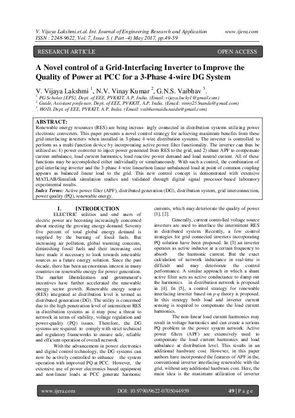 (PDF) A Novel control of a Grid-Interfacing Inverter to Improve the ...