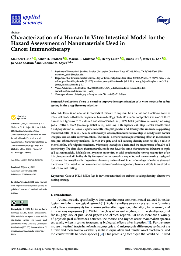 (PDF) Characterization of a Human In Vitro Intestinal Model for the ...