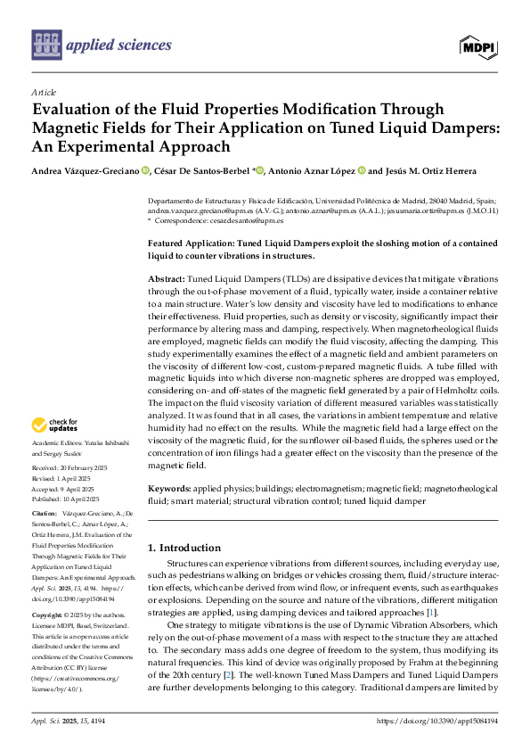 (PDF) Evaluation of the Fluid Properties Modification Through Magnetic ...