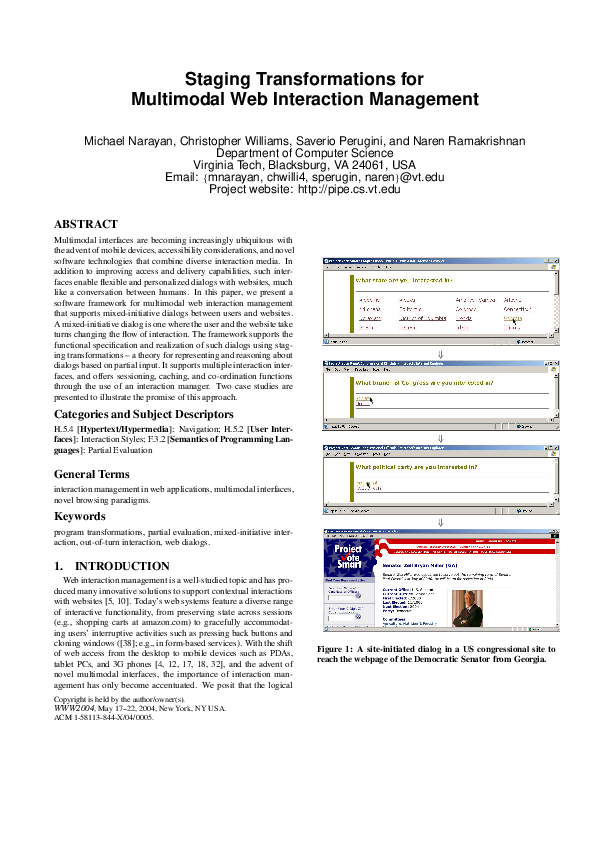 (PDF) Staging transformations for multimodal web interaction management