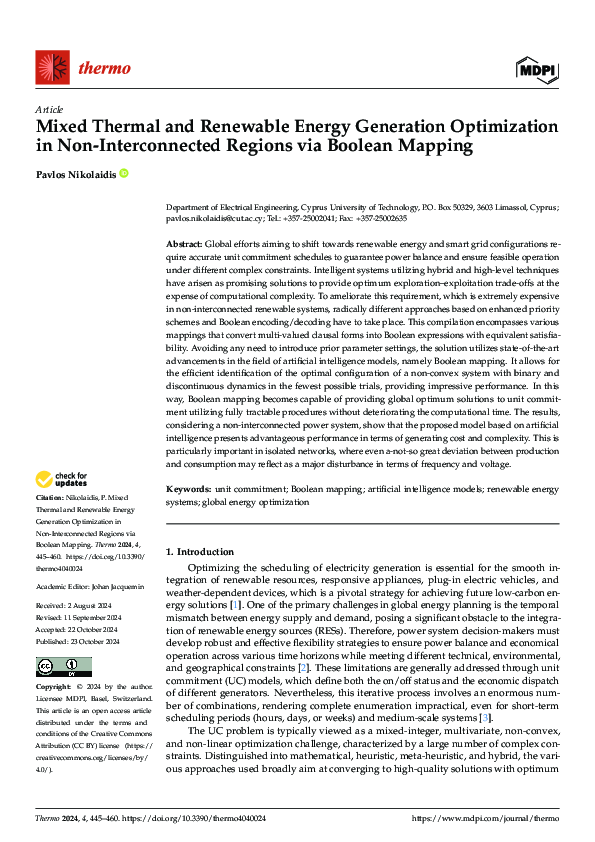 (PDF) Mixed Thermal and Renewable Energy Generation Optimization in Non ...