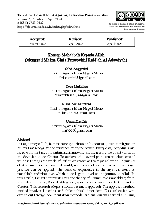 (PDF) Konsep Mahabbah Kepada Allah