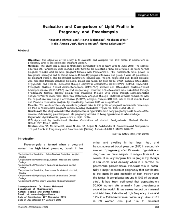 (PDF) Evaluation and Comparison of Lipid Profile in Pregnancy and ...