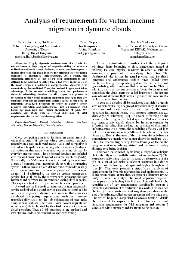 (PDF) Analysis of Requirements for Virtual Machine Migration in Dynamic ...
