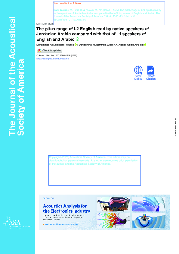 (PDF) The pitch range of L2 English read by native speakers of ...