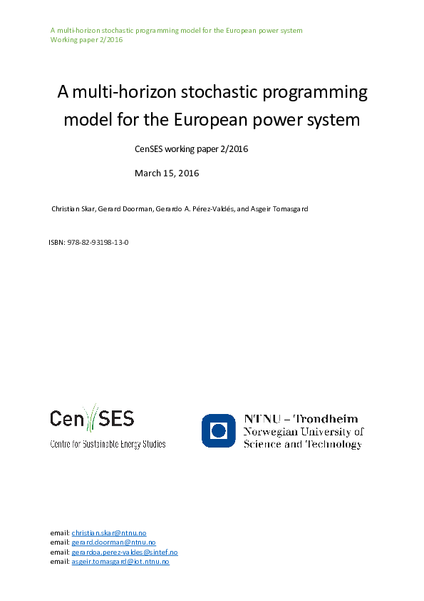 (PDF) A multi-horizon stochastic programming model for the European ...