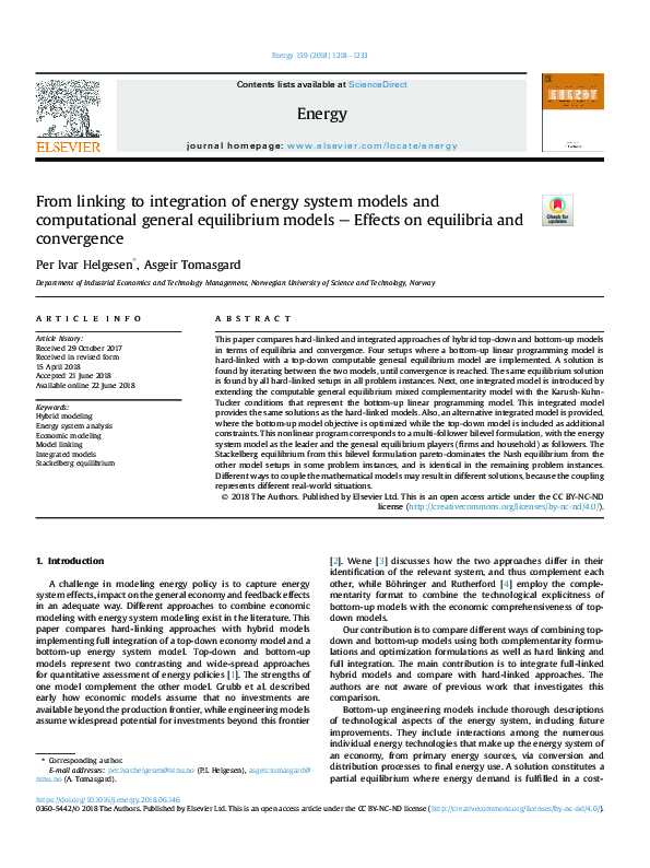 (PDF) From linking to integration of energy system models and ...
